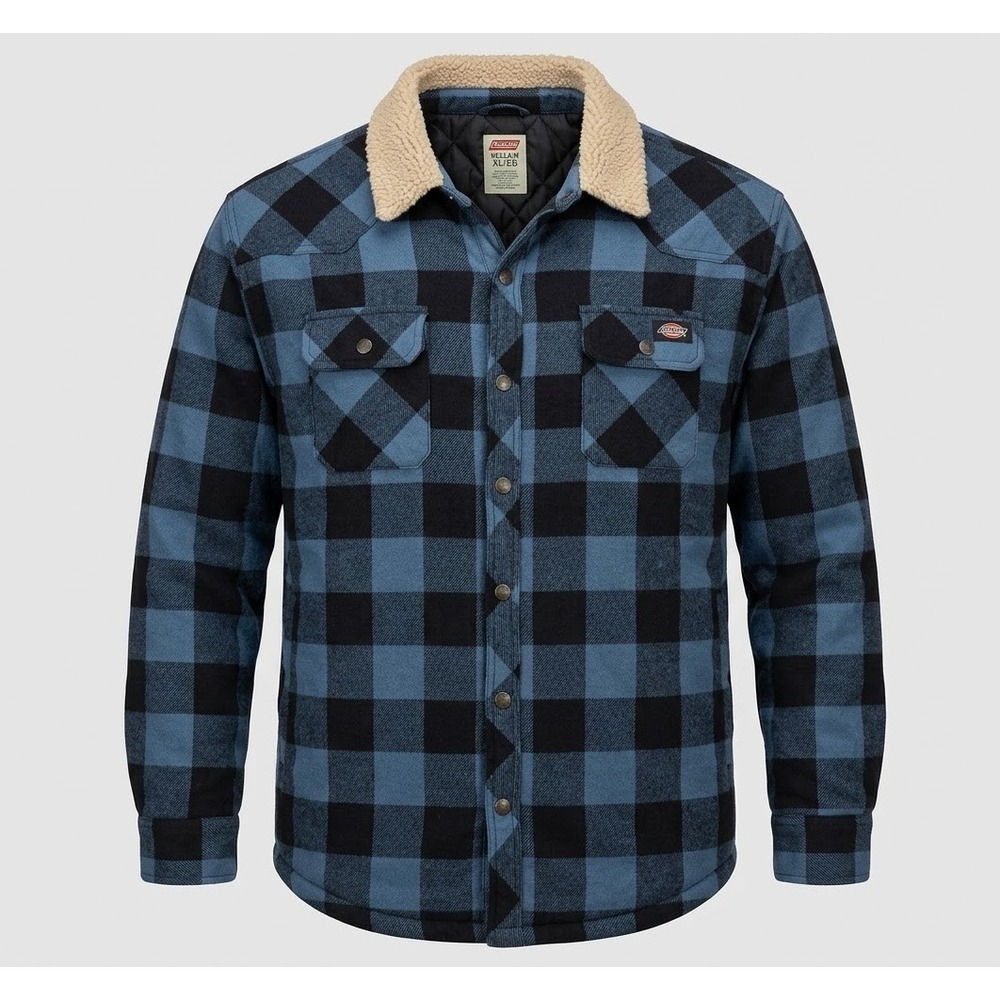 Dickies Buffalo Plaid Snap Up Sherpa Collar Insulated Shacket. Size XL